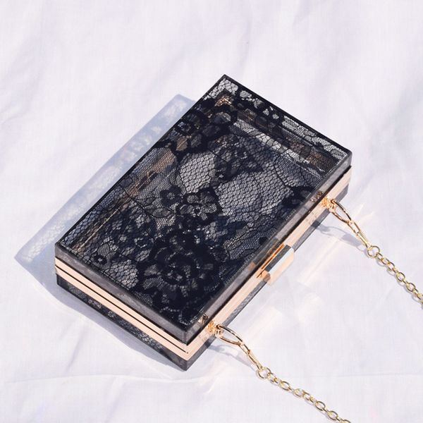 women lace&acrylic material clear day clutches transparent crossbody purse evening bag chain strap hollow out black
women lace&acrylic material clear day clutches transparent crossbody purse evening bag chain strap hollow out black