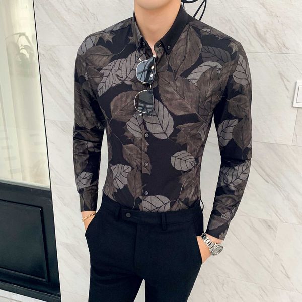 2019spring and autumn new fashion shirt floral print shirt korean long sleeve luxury club men's evening dress banquetshirt, White;black
2019spring and autumn new fashion shirt floral print shirt korean long sleeve luxury club men's evening dress banquetshirt, White;black
