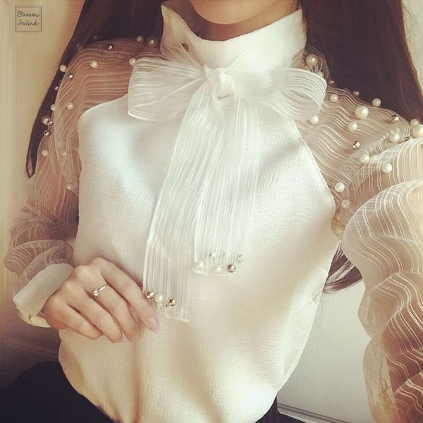 new blouse spring elegant organza bow of casual white pearl chiffon shirt women blouses blusas lace femininas 607i 25
new blouse spring elegant organza bow of casual white pearl chiffon shirt women blouses blusas lace femininas 607i 25