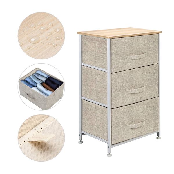 nightstand with 3-tier drawer storage dresser, storage unit with 3 easy pull fabric drawers and metal frame, wooden table(light gray 
nightstand with 3-tier drawer storage dresser, storage unit with 3 easy pull fabric drawers and metal frame, wooden table(light gray