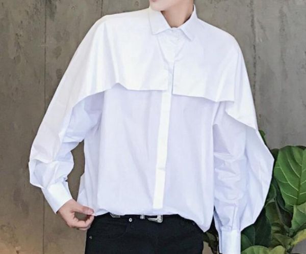 s-6xl 2019 summer men's new fashion personalized customization large size loose fake two-piece bat long-sleeved shirt, White;black
s-6xl 2019 summer men's new fashion personalized customization large size loose fake two-piece bat long-sleeved shirt, White;black