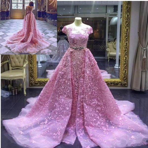 summer evening dresses with detachable train sheer neck 3d appliques vestido lace prom dress cap sleeves low back zipper party gowns, Black;red
summer evening dresses with detachable train sheer neck 3d appliques vestido lace prom dress cap sleeves low back zipper party gowns, Black;red