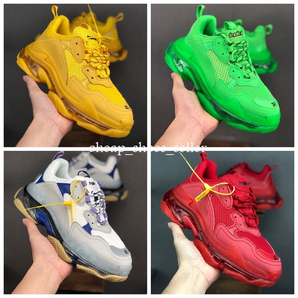 2019 new triple s clear sole men womens trainers cushion sole baskets green red yellow purple luxury chunky sneaker leisure designer shoes, White;red
2019 new triple s clear sole men womens trainers cushion sole baskets green red yellow purple luxury chunky sneaker leisure designer shoes, White;red