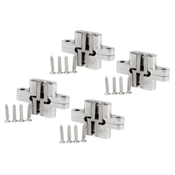 mortise mount invisible hinge with 4 holes, zinc alloy, satin chrome finish,pack of 4
mortise mount invisible hinge with 4 holes, zinc alloy, satin chrome finish,pack of 4