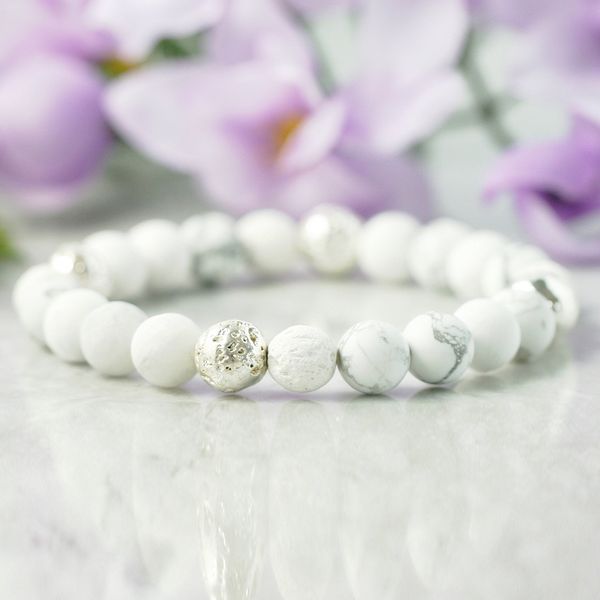 wholesale 8mm white howlite diffuser bracelet essential oil anxiety bracelet handmade silver lava bead, Golden;silver
wholesale 8mm white howlite diffuser bracelet essential oil anxiety bracelet handmade silver lava bead, Golden;silver
