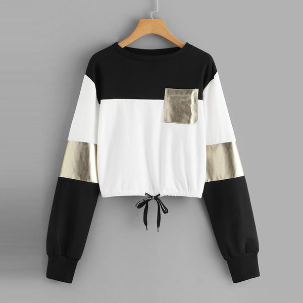 feitogn women sweatshirt pullovers casual o-neck long sleeve bandage patchwork jumper pocket harajuku autumn spring sweatshirt, Black
feitogn women sweatshirt pullovers casual o-neck long sleeve bandage patchwork jumper pocket harajuku autumn spring sweatshirt, Black
