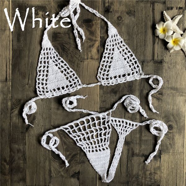 Handmade Crochet Micro Bikini G Thong String Beach Micro Swimwear Lingerie Sets 2019 Sale