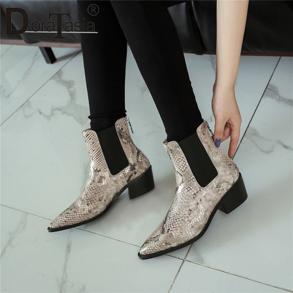 doratasia brand new women's genuine leather ankle boots big szie 34-43 snake veins zip shoes woman casual party luxury boots, Black
doratasia brand new women's genuine leather ankle boots big szie 34-43 snake veins zip shoes woman casual party luxury boots, Black