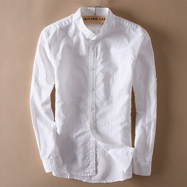 men stand collar linen shirts long sleeve mens button-front quality casual shirts slim fit solid dress men clothes, White;black
men stand collar linen shirts long sleeve mens button-front quality casual shirts slim fit solid dress men clothes, White;black