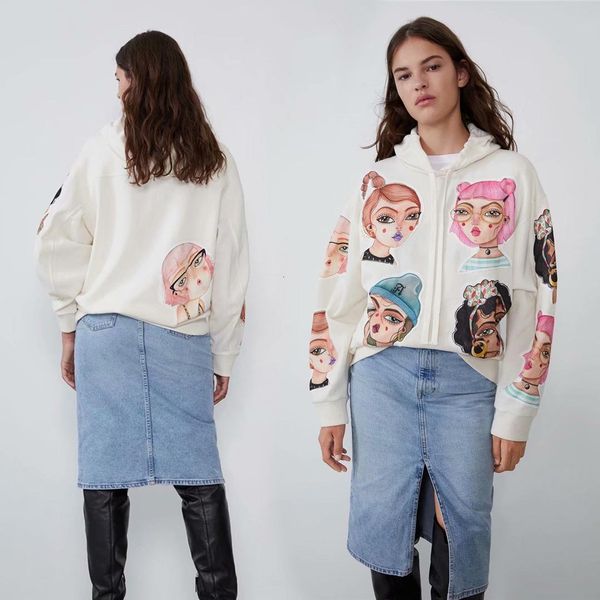 women autumn fashion cartoon appliques holiday long sleeve patch embroidery casual pullover hooded jumper ladies, White;black
women autumn fashion cartoon appliques holiday long sleeve patch embroidery casual pullover hooded jumper ladies, White;black