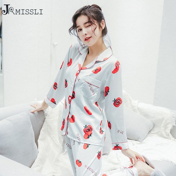 jrmissli women silk sleepwear satin female pajama set fashion long sleeve pyjamas women clothing set, Blue;gray
jrmissli women silk sleepwear satin female pajama set fashion long sleeve pyjamas women clothing set, Blue;gray