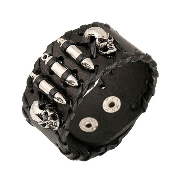 women men genuine leather bracelets punk rock style skull bullet charm wide cuff bangle bracelet wristband vintage jewelry gifts, Golden;silver
women men genuine leather bracelets punk rock style skull bullet charm wide cuff bangle bracelet wristband vintage jewelry gifts, Golden;silver