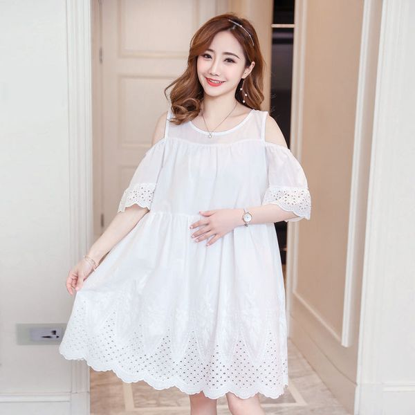 maternity dresses wear 2021 summer small fresh off-the-shoulder sleeve embroidery short-sleeved round neck pregnant women dress, White
maternity dresses wear 2021 summer small fresh off-the-shoulder sleeve embroidery short-sleeved round neck pregnant women dress, White