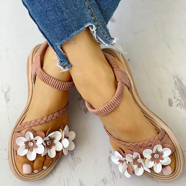 flower elastic band women sandals ladies flats boho non-slip chic sweet girl student woman summer shoes casual breathable 2019 y200620, Black 
flower elastic band women sandals ladies flats boho non-slip chic sweet girl student woman summer shoes casual breathable 2019 y200620, Black