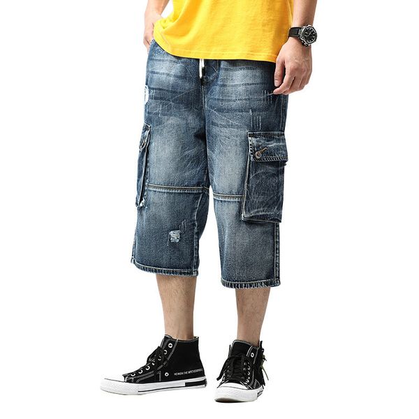 moruancel men baggy ripped short jeans with multi pockets distressed denim shorts for male loose fit plus size s-4xl with holes, Blue
moruancel men baggy ripped short jeans with multi pockets distressed denim shorts for male loose fit plus size s-4xl with holes, Blue