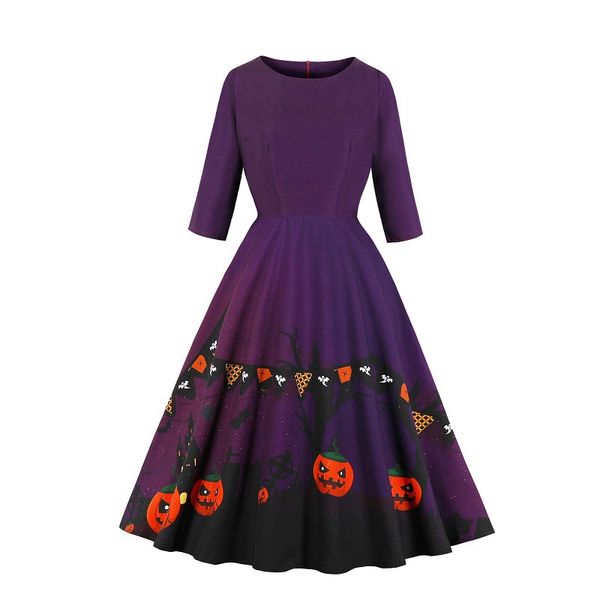 halloween party женщины платье тыква printed осень классический crew neck с длинным рукавом платье женщин хэллоуин костюмы, White;black 
halloween party женщины платье тыква printed осень классический crew neck с длинным рукавом платье женщин хэллоуин костюмы, White;black