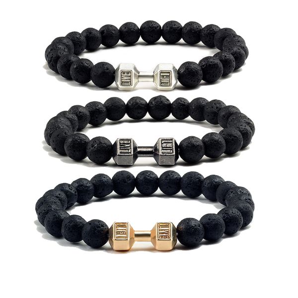 black lava stone beads dumbbell bracelets adjustable essential oil sport casual bracelet rock beaded elastic chakra bracelets for men women
black lava stone beads dumbbell bracelets adjustable essential oil sport casual bracelet rock beaded elastic chakra bracelets for men women