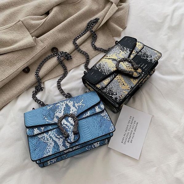 Factory sales women handbag snake chain bag color contrast leather messenger handbags fashion snakes leathers shoulder bags 804, Blue
Factory sales women handbag snake chain bag color contrast leather messenger handbags fashion snakes leathers shoulder bags 804, Blue