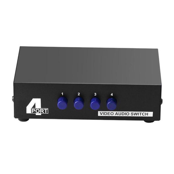 4port rca video audio av splitter 4 in 1 out tv switcher box