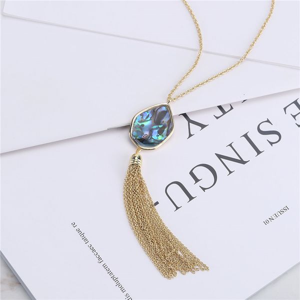 2019 long tassel female abalone shell necklaces for women gilding plated new fashion geometric pandent necklaces jewelry, Silver
2019 long tassel female abalone shell necklaces for women gilding plated new fashion geometric pandent necklaces jewelry, Silver