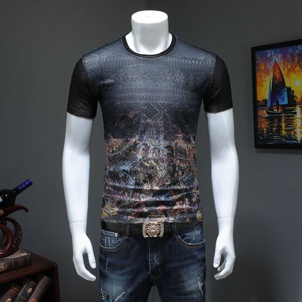 ice summer shirt neck t-shirt creative men's trend wild silk 2019 round short-sleeved tide print bottoming shirt half-sleeve eopgb, Black
ice summer shirt neck t-shirt creative men's trend wild silk 2019 round short-sleeved tide print bottoming shirt half-sleeve eopgb, Black