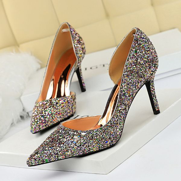 2020 women 8cm high heels glitter low heels sequins sparkly office pumps lady elegant female wedding bridal scarpins gold shoes, Black
2020 women 8cm high heels glitter low heels sequins sparkly office pumps lady elegant female wedding bridal scarpins gold shoes, Black