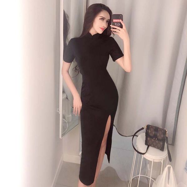 2019 chinese party dress chinese dress cheongsam long robe bodycon satin qipao high-sloping fork mandarin collar, Red
2019 chinese party dress chinese dress cheongsam long robe bodycon satin qipao high-sloping fork mandarin collar, Red