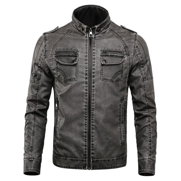 2019 new men leather jacket coats europe vintage winter motorcycle biker jaqueta couro male plus velvet wash faux leather coats, Black
2019 new men leather jacket coats europe vintage winter motorcycle biker jaqueta couro male plus velvet wash faux leather coats, Black