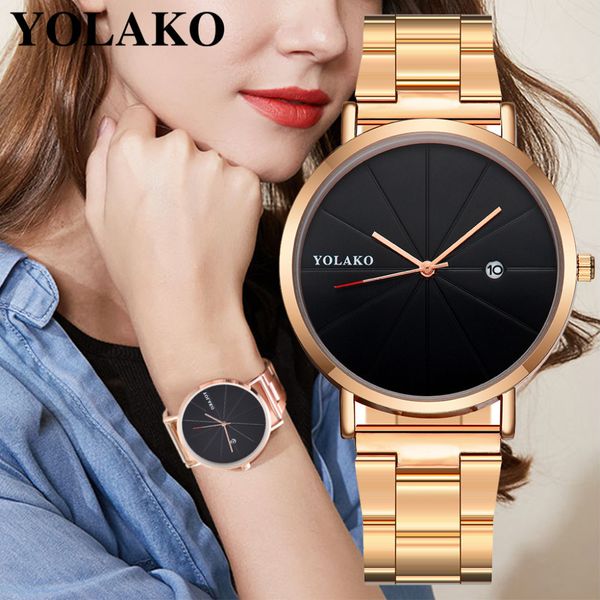 yolako stainless steel watch women simple round calendar watches fashion quartz wristwatch clock kol saati #w, Slivery;brown
yolako stainless steel watch women simple round calendar watches fashion quartz wristwatch clock kol saati #w, Slivery;brown