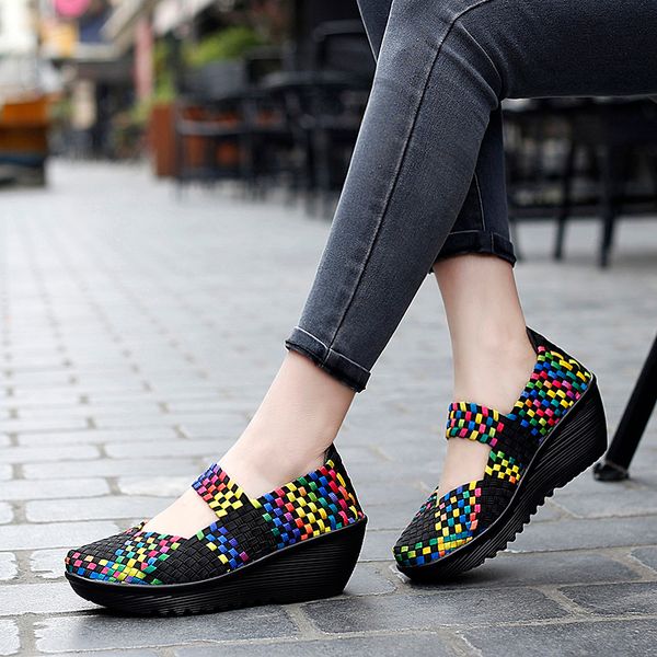 women shoes flat platform breathable summer walking shoes women sneakers slip on 5cm heel handmade female flats zapatillas mujer, Black
women shoes flat platform breathable summer walking shoes women sneakers slip on 5cm heel handmade female flats zapatillas mujer, Black