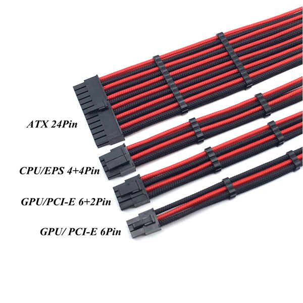 basic extension cable kit - mixed color sleeved atx 24pin, eps 4+4pin, pci-e 6+2pin, pci-e 6pin power extension cable
basic extension cable kit - mixed color sleeved atx 24pin, eps 4+4pin, pci-e 6+2pin, pci-e 6pin power extension cable