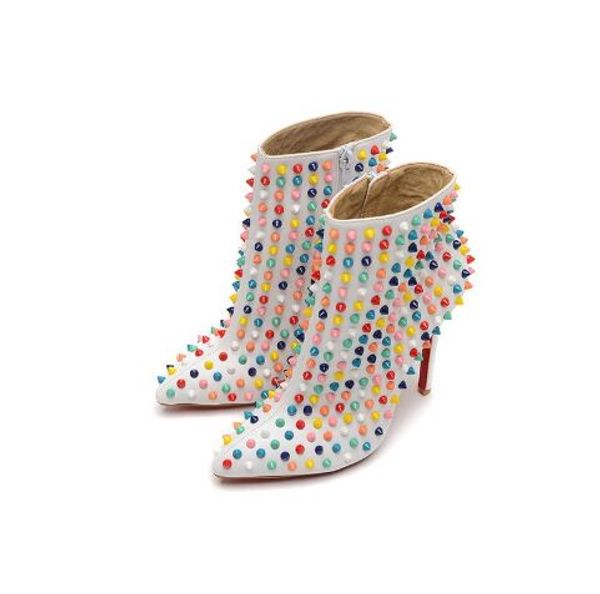 international big designer luxury women's rivets pointed ankle boots black red white high heels stiletto fashion dress shoes
international big designer luxury women's rivets pointed ankle boots black red white high heels stiletto fashion dress shoes