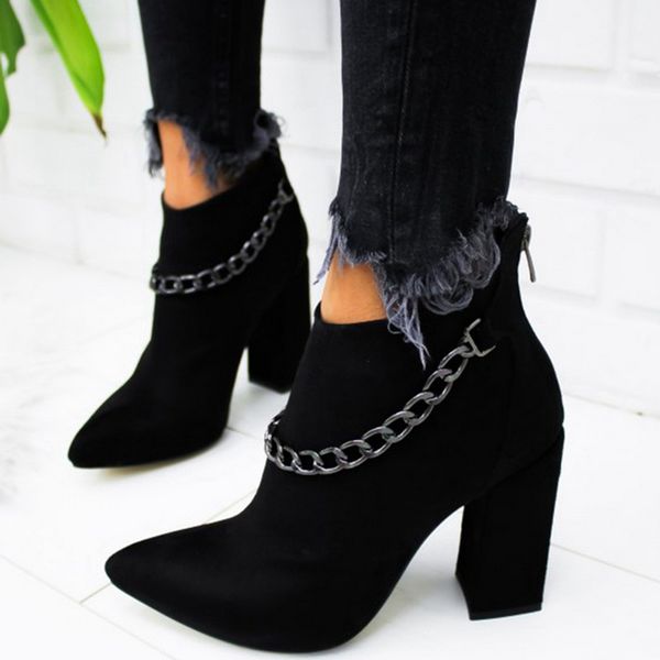 wedding women shoes short ankle boots high heel fashion chain pointed toe boots woman party ladies shoes plus size 35-43, Black
wedding women shoes short ankle boots high heel fashion chain pointed toe boots woman party ladies shoes plus size 35-43, Black