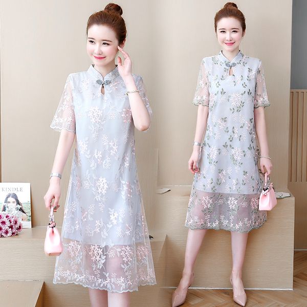 2019 chinese classic lady long cheongsam women casual lace qipao mandarin collar short sleeve dress vestidos chinese dress, Red
2019 chinese classic lady long cheongsam women casual lace qipao mandarin collar short sleeve dress vestidos chinese dress, Red