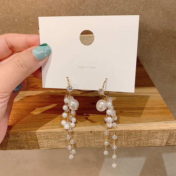 2019 new alloy trendy women dangle earrings tassel crystal earrings long-style earrings pearl fashion korean jewelry for female, Golden
2019 new alloy trendy women dangle earrings tassel crystal earrings long-style earrings pearl fashion korean jewelry for female, Golden