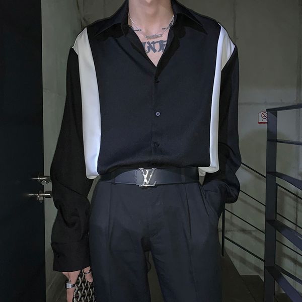 men splice colour long sleeve casual long sleeve shirt male japan korea streetwear retro fashion loose dress shirts, White;black
men splice colour long sleeve casual long sleeve shirt male japan korea streetwear retro fashion loose dress shirts, White;black