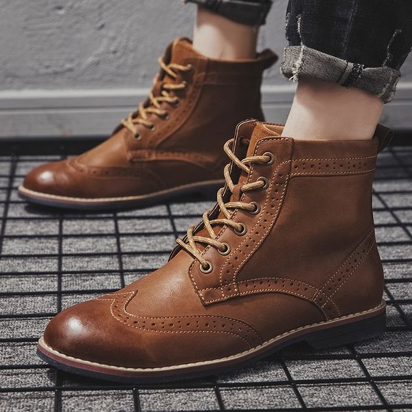 plus size men's casual cowboy boots natural leather brogue shoes carved bullock shoe lace-up ankle boot zapatos de hombre botas, Black
plus size men's casual cowboy boots natural leather brogue shoes carved bullock shoe lace-up ankle boot zapatos de hombre botas, Black