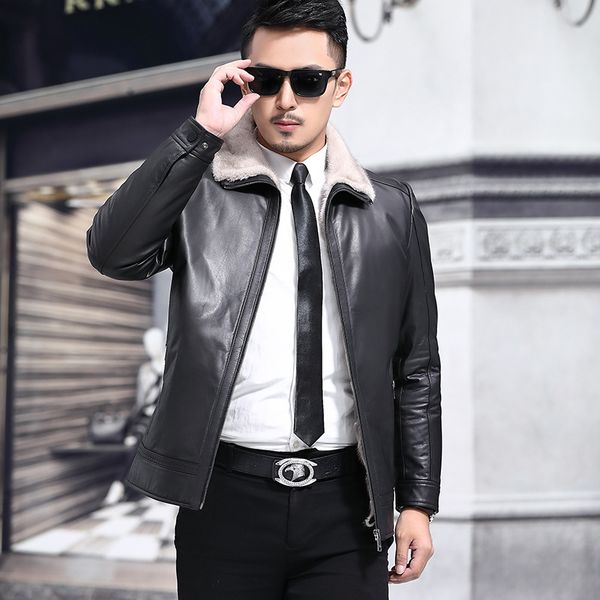 men winter cow genuine leather jacket real liner warm down coats collar jaqueta de couro yy552, Black
men winter cow genuine leather jacket real liner warm down coats collar jaqueta de couro yy552, Black