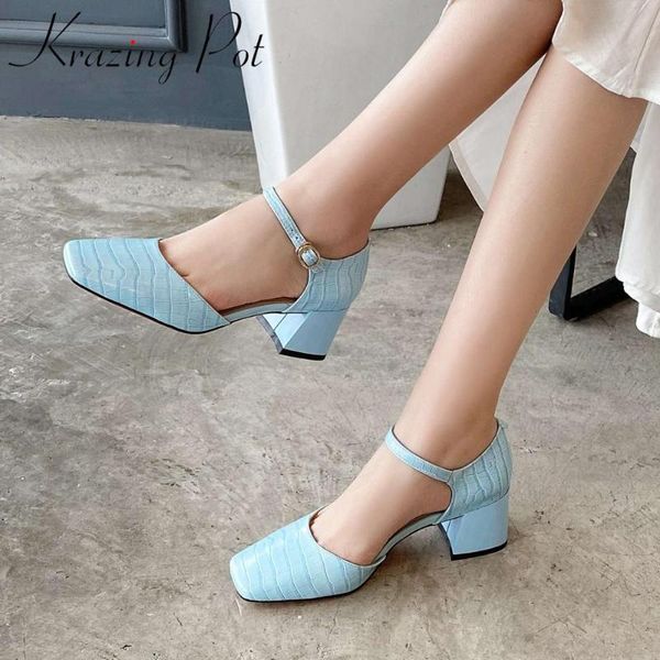 krazing pot genuine leather square toe med heels cover heel women shoes european design buckle straps fashion summer sandals l89, Black
krazing pot genuine leather square toe med heels cover heel women shoes european design buckle straps fashion summer sandals l89, Black