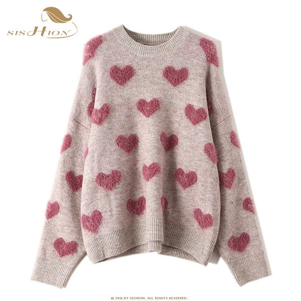 women's sweaters sishion love heart pattern loose knit sweater pullover vd1253 long sleeve women spring pull femme hiver womens, White;black
women's sweaters sishion love heart pattern loose knit sweater pullover vd1253 long sleeve women spring pull femme hiver womens, White;black