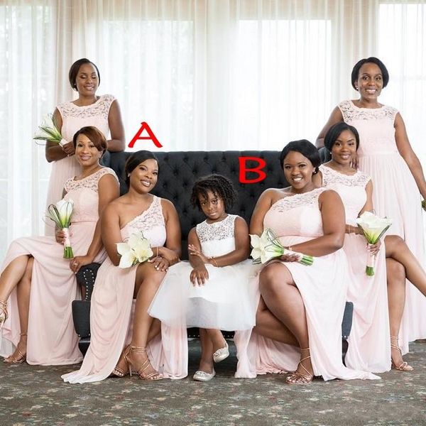 2020 plus size two styles a line bridesmaid dresses long for wedding lace chiffon sleeveless split floor length maid of honor gowns, White;pink
2020 plus size two styles a line bridesmaid dresses long for wedding lace chiffon sleeveless split floor length maid of honor gowns, White;pink