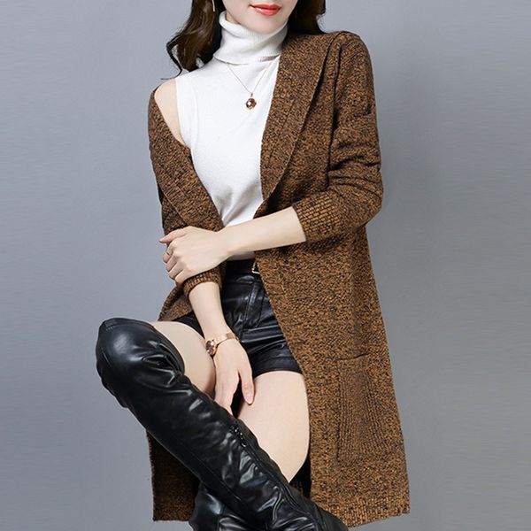 long coats cardigans spring and autumn new loose thick knitted sweaters solid color casual hooded long sleeve sweaters women's, White
long coats cardigans spring and autumn new loose thick knitted sweaters solid color casual hooded long sleeve sweaters women's, White