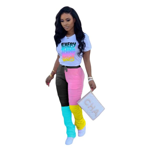 women stacked tracksuit letter short sleeve crew neck tshirt hit color stacked leggings pants famale soprt suit, Gray
women stacked tracksuit letter short sleeve crew neck tshirt hit color stacked leggings pants famale soprt suit, Gray