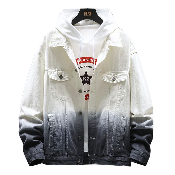 man autumn gradually coloured jean jacket loose leisure hip hop denim patchwork jacket, Black;brown
man autumn gradually coloured jean jacket loose leisure hip hop denim patchwork jacket, Black;brown
