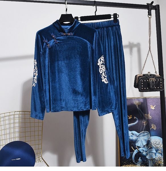 spring autumn loose vintage style gold velvet female sets embroidery flower long sleeve pullover pencil pants 2pc women set, White
spring autumn loose vintage style gold velvet female sets embroidery flower long sleeve pullover pencil pants 2pc women set, White