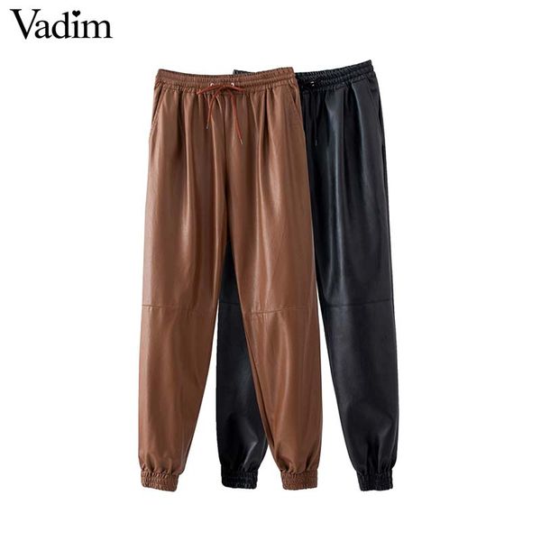 вадим женские стильные брюки из искусственной кожи эластичный пояс drawstring карманы черный женский основные повседневные брюки mujer kb246, Black;white
вадим женские стильные брюки из искусственной кожи эластичный пояс drawstring карманы черный женский основные повседневные брюки mujer kb246, Black;white