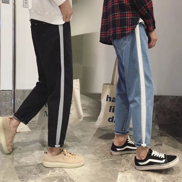 2019 spring and summer new loose version of the youth port fashion men's harajuku street cotton casual jeans, Blue
2019 spring and summer new loose version of the youth port fashion men's harajuku street cotton casual jeans, Blue