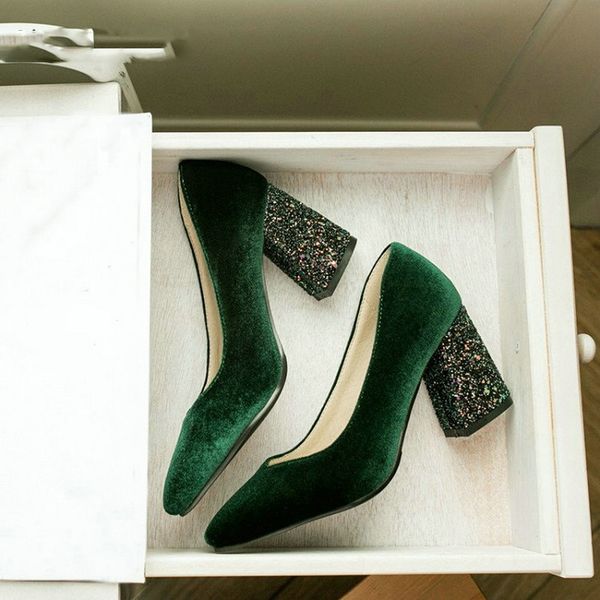 velour velet classic woman pumps shoes green burgundy stilettos glitter bling block high heels women shoes, Black
velour velet classic woman pumps shoes green burgundy stilettos glitter bling block high heels women shoes, Black