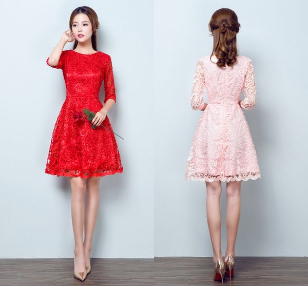 red pink banquet formal evening dresses for the bride toast a-line prom dresses short lace party gowns dh10, Black;red
red pink banquet formal evening dresses for the bride toast a-line prom dresses short lace party gowns dh10, Black;red