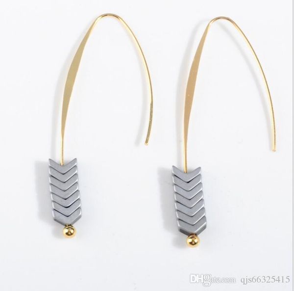 2019 arrow natural stone drop earrings 8 colors vintage gold alloy big hook hematite dangle earring for women wholesale design jewelry gift, Silver
2019 arrow natural stone drop earrings 8 colors vintage gold alloy big hook hematite dangle earring for women wholesale design jewelry gift, Silver